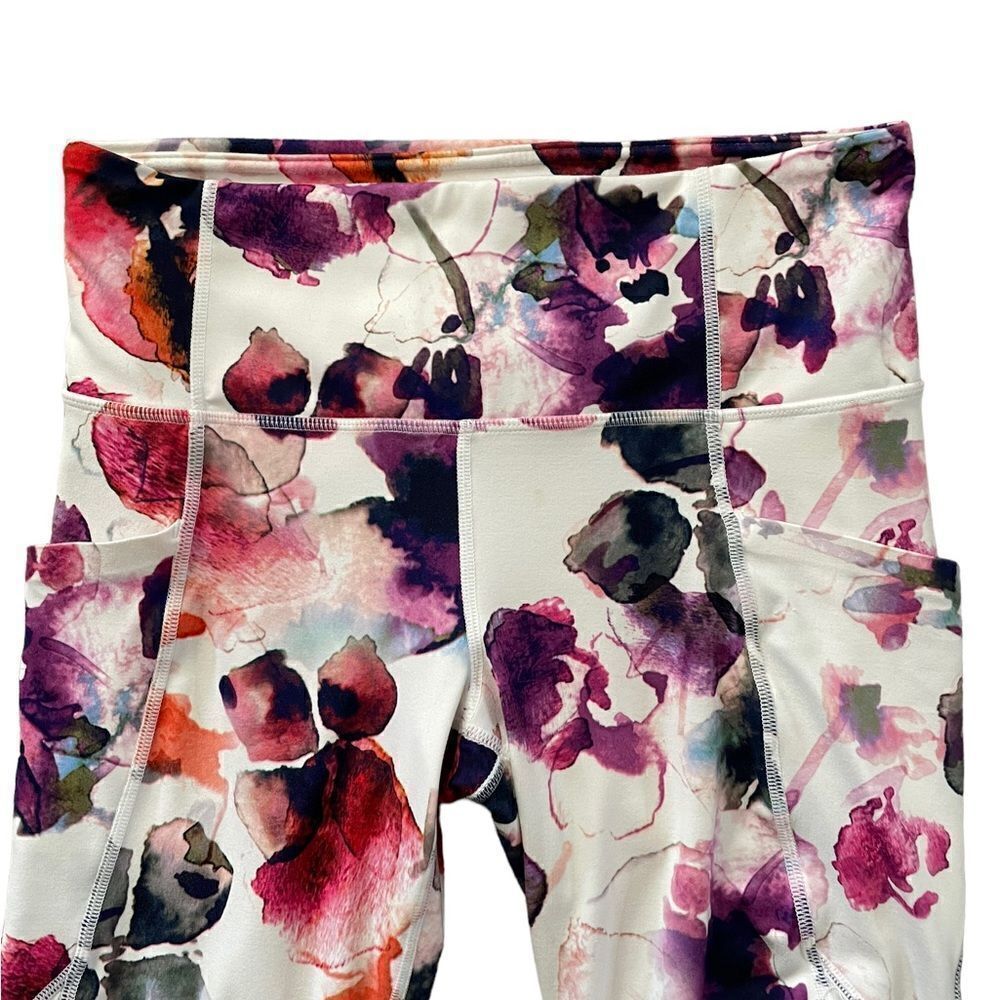 ATHLETA Floral Mudra 7/8 Tight White Purple/Multi Size Small - Picture 4 of 8